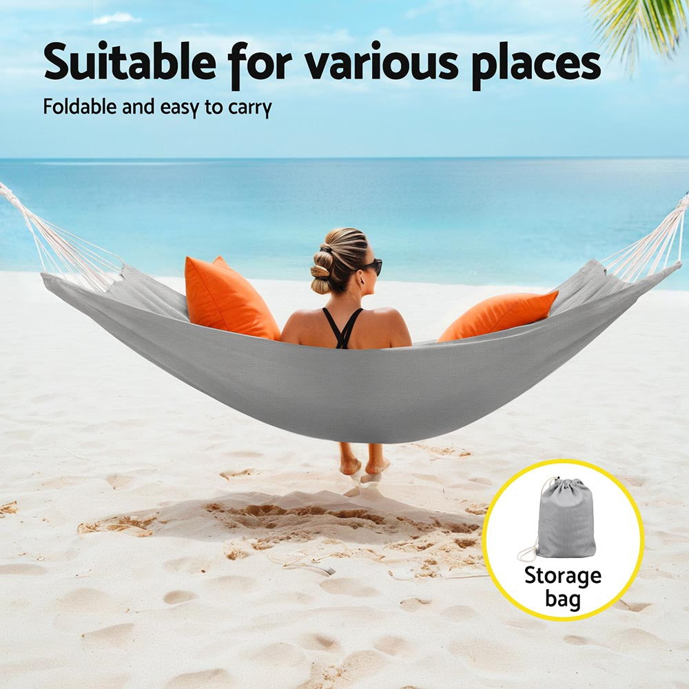 Hammock Bed w/ Travel Bag Outdoor Lounge Chair Grey