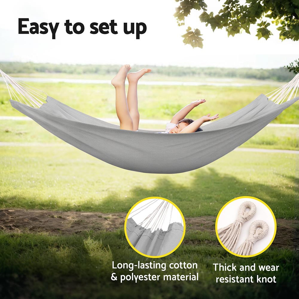 Hammock Bed w/ Travel Bag Outdoor Lounge Chair Grey