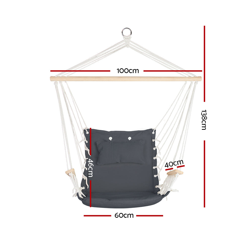 Hammock Chair Hanging with Armrest Camping Hammocks Grey