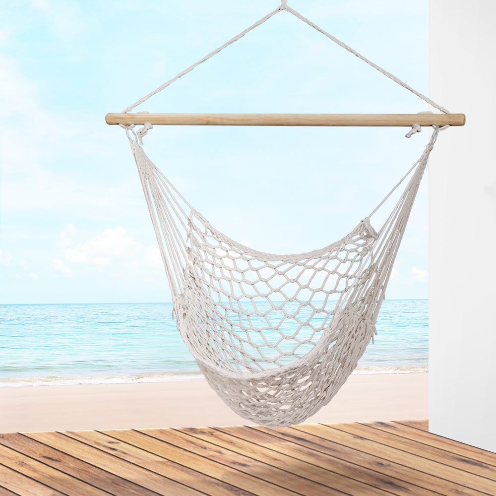 Hammock Chair Outdoor Hanging Camping Mesh Indoor Cream