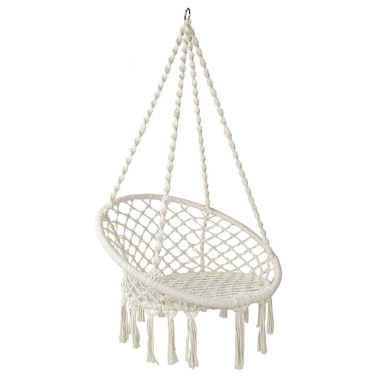 Hammock Chair Outdoor Hanging Macrame Cotton Indoor Cream