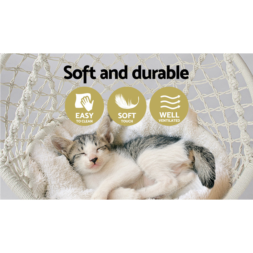 Hammock Chair Outdoor Hanging Macrame Cotton Indoor Cream